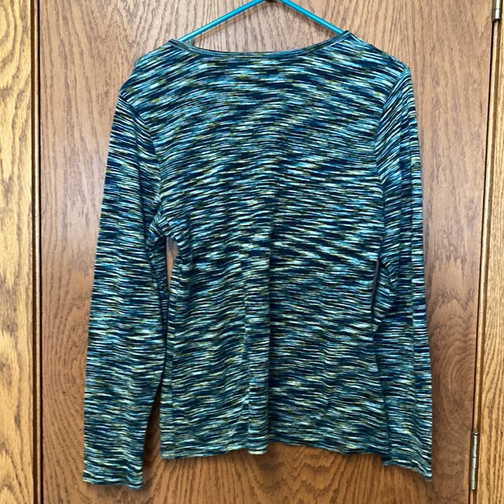 Soft Lightweight Multi Colored Greens Sweater - image 8